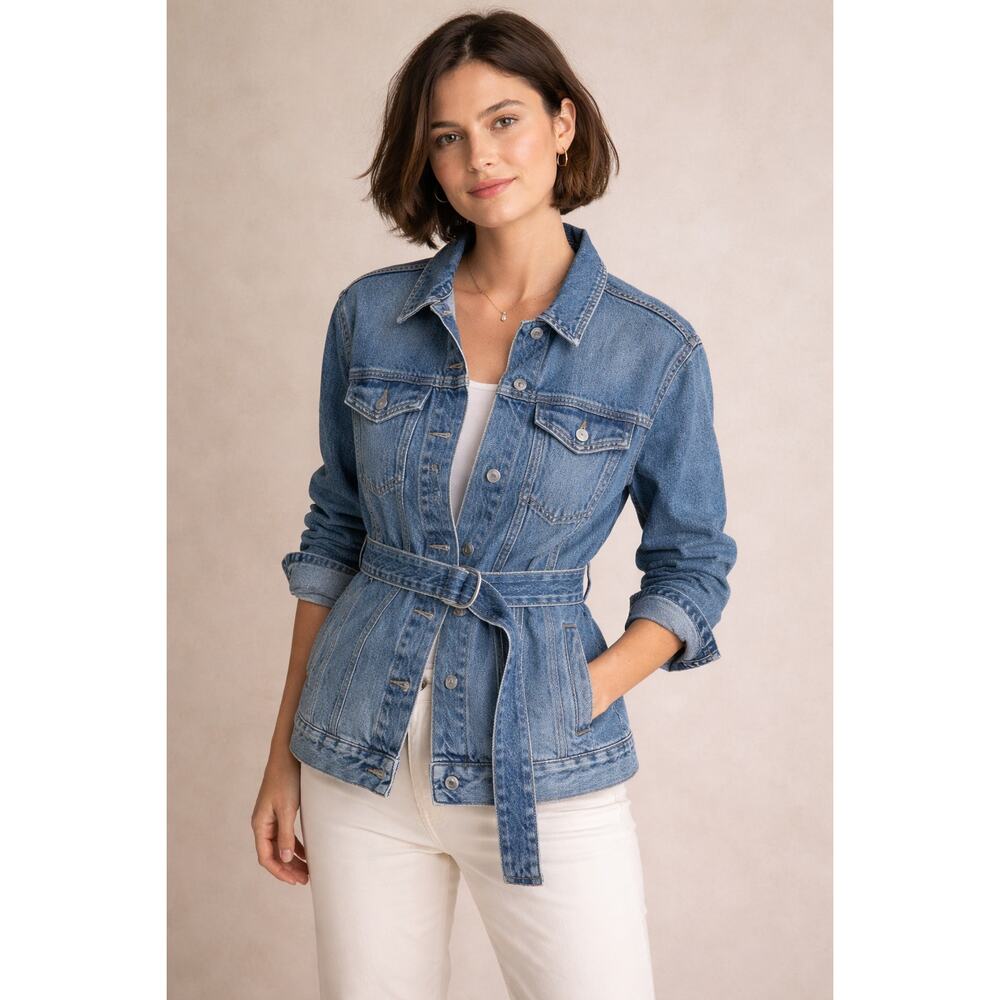 Madewell Belted Denim Jacket‎ XL | Utility Jean Jacket Tie Waist